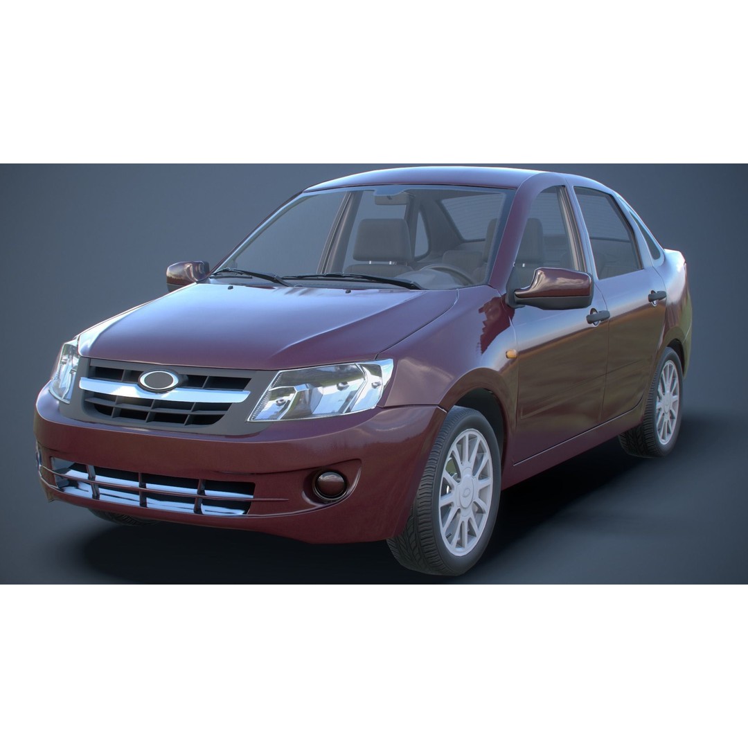 Retro Sedan Car 3D Model – Low Poly PBR Vehicle with Interior, FBX - View 28