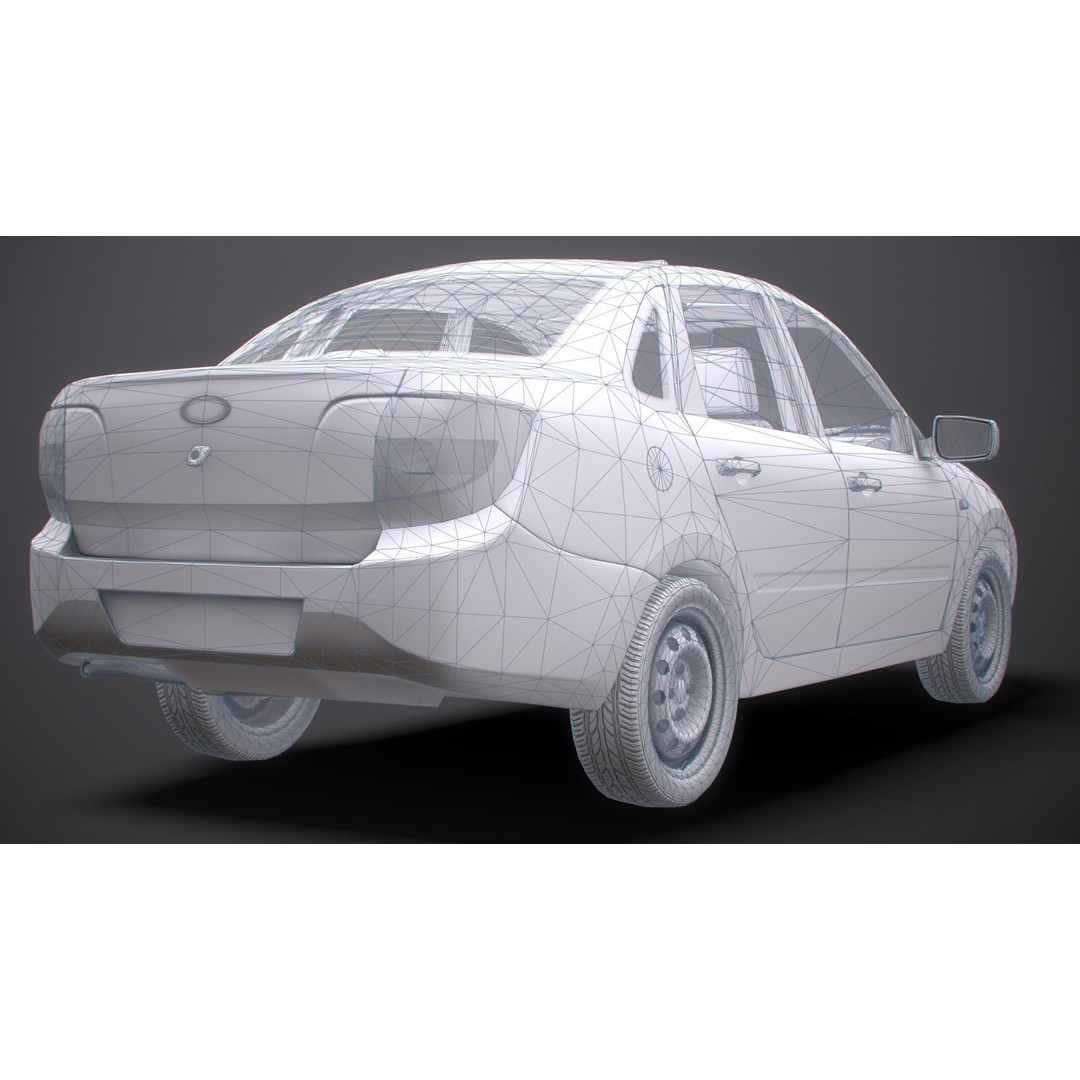 Retro Sedan Car 3D Model – Low Poly PBR Vehicle with Interior, FBX - View 30