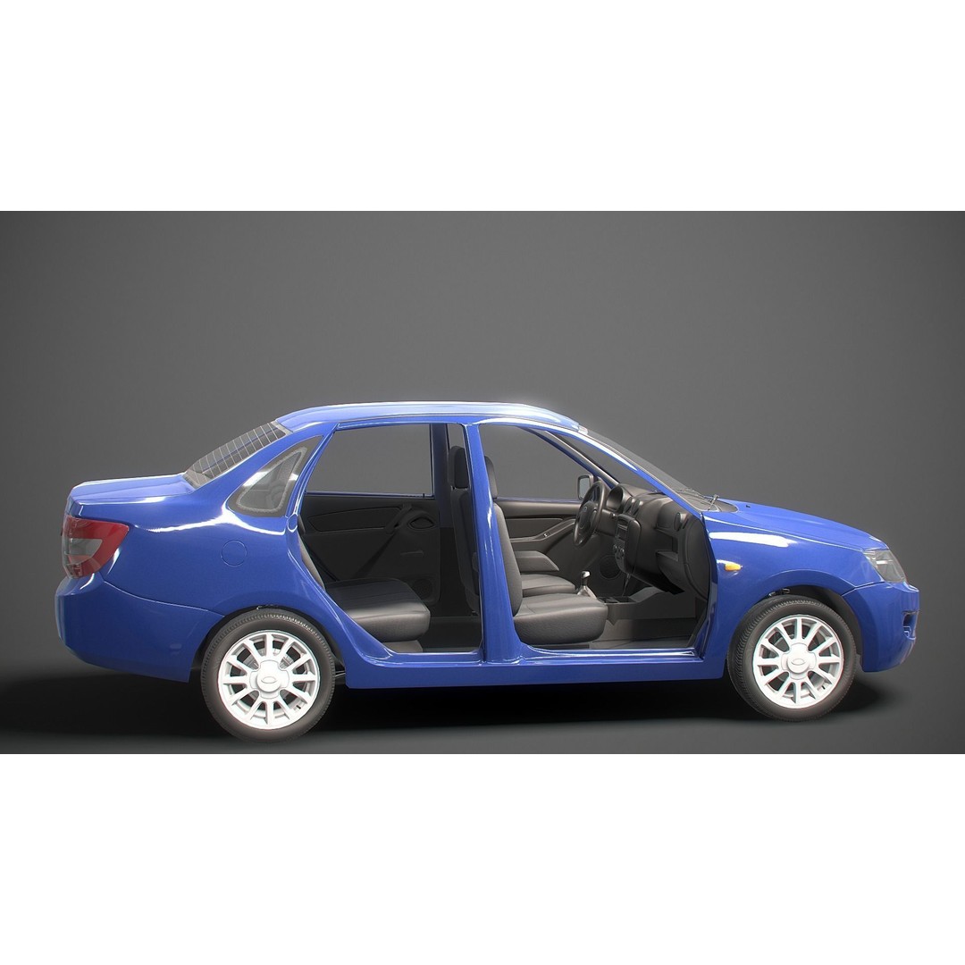 Retro Sedan Car 3D Model – Low Poly PBR Vehicle with Interior, FBX - View 4