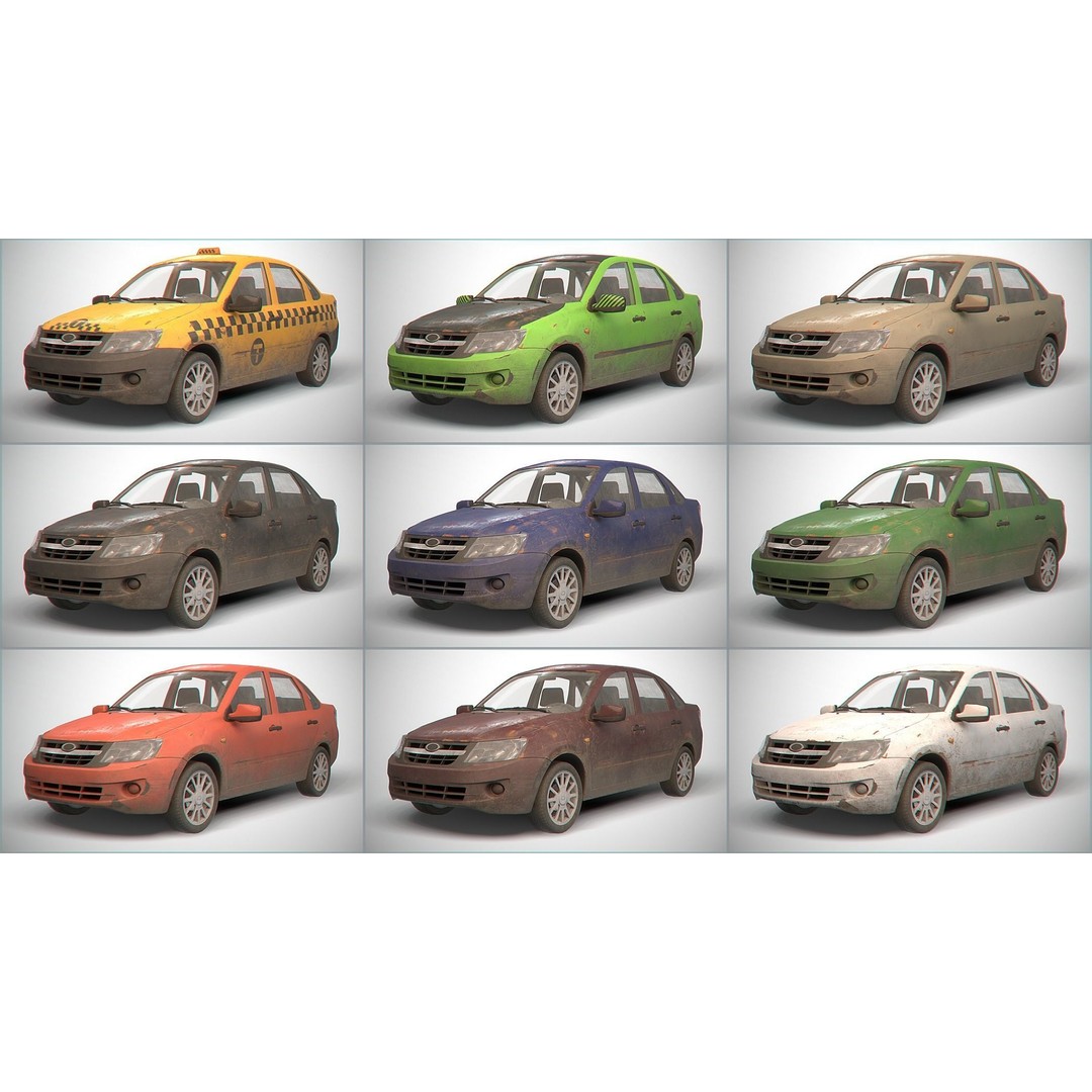 Retro Sedan Car 3D Model – Low Poly PBR Vehicle with Interior, FBX - View 5