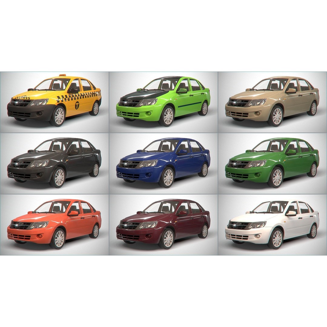 Retro Sedan Car 3D Model – Low Poly PBR Vehicle with Interior, FBX - View 6