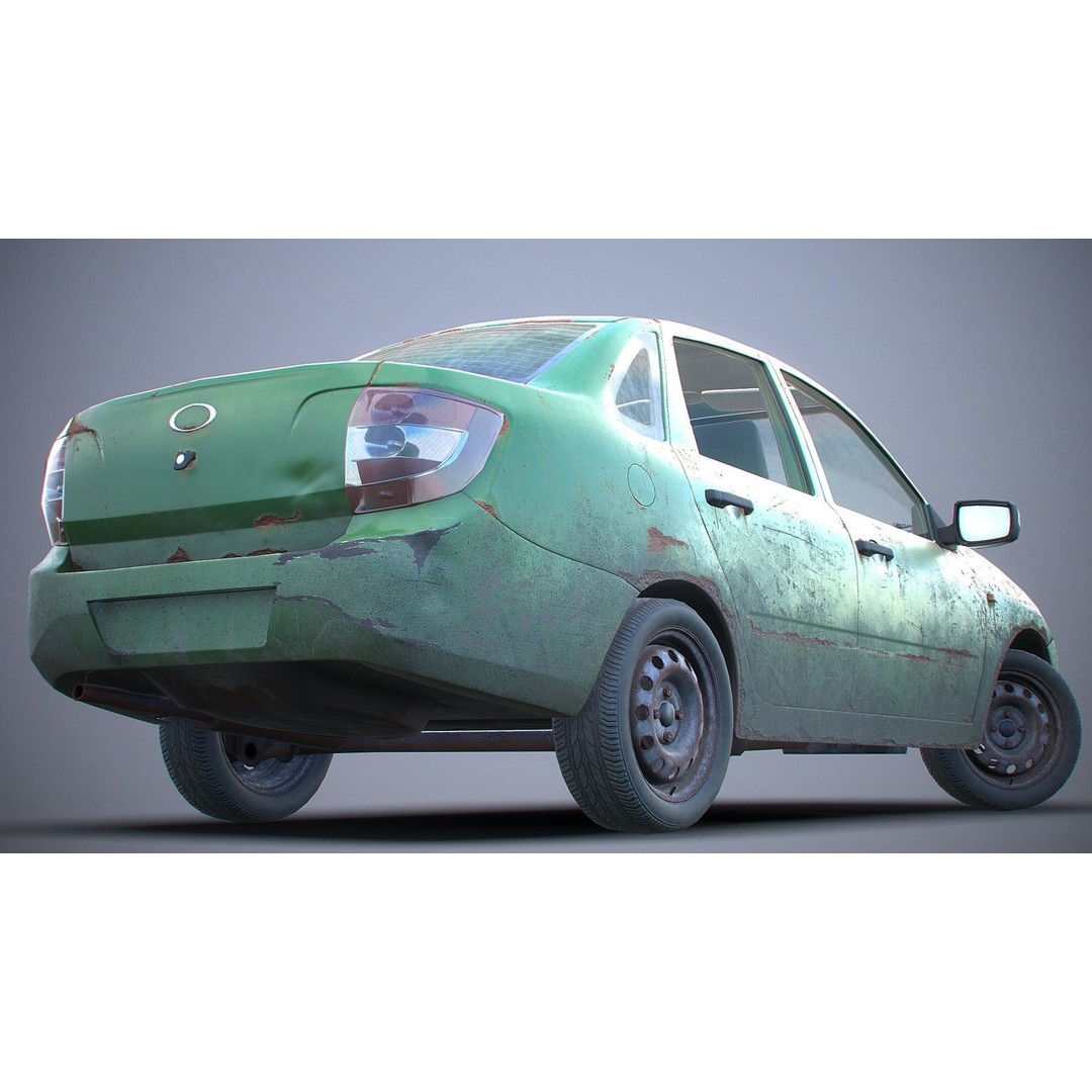 Retro Sedan Car 3D Model – Low Poly PBR Vehicle with Interior, FBX - View 8