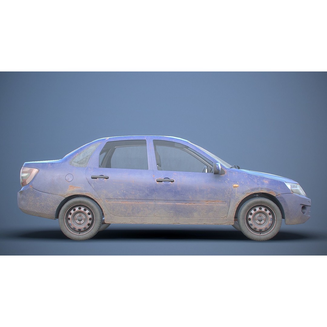 Retro Sedan Car 3D Model – Low Poly PBR Vehicle with Interior, FBX - View 9
