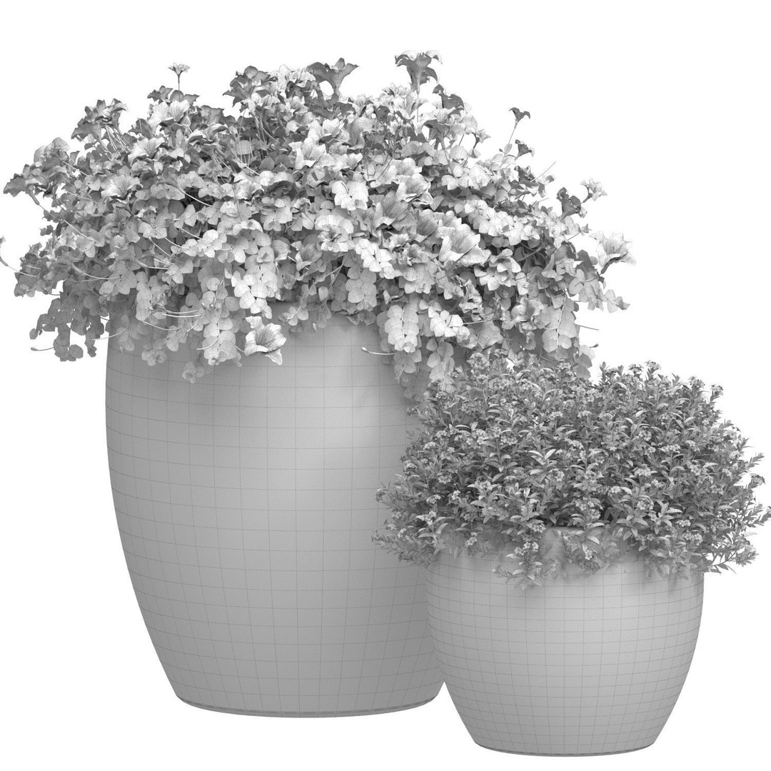 Flowerbed 3D Model – Rattan Garden Pot with Yellow Flowers