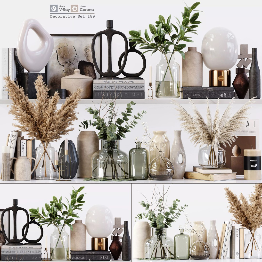 Decorative Set 189 3D Model – Low Poly Collection for Interior Design - View 2