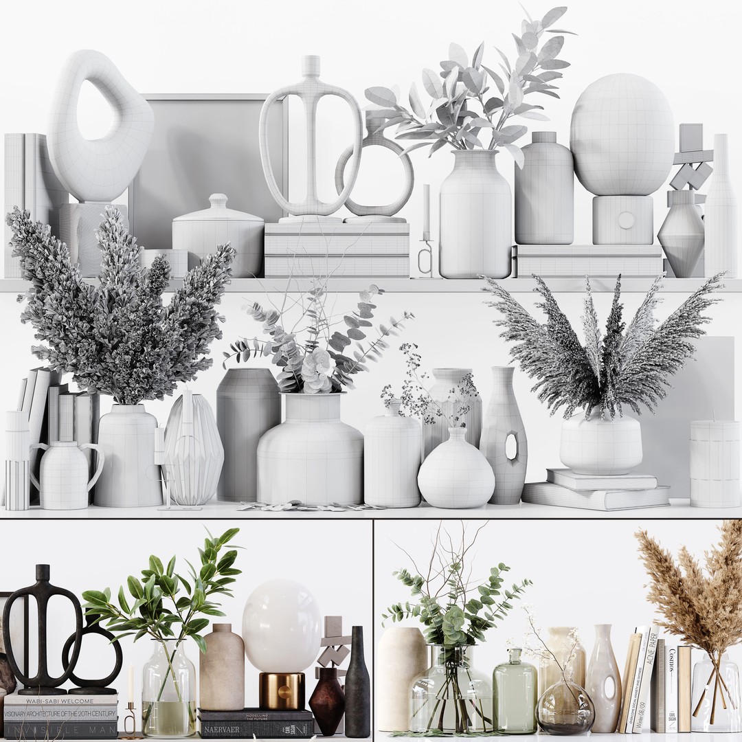 Decorative Set 189 3D Model – Low Poly Collection for Interior Design - View 8