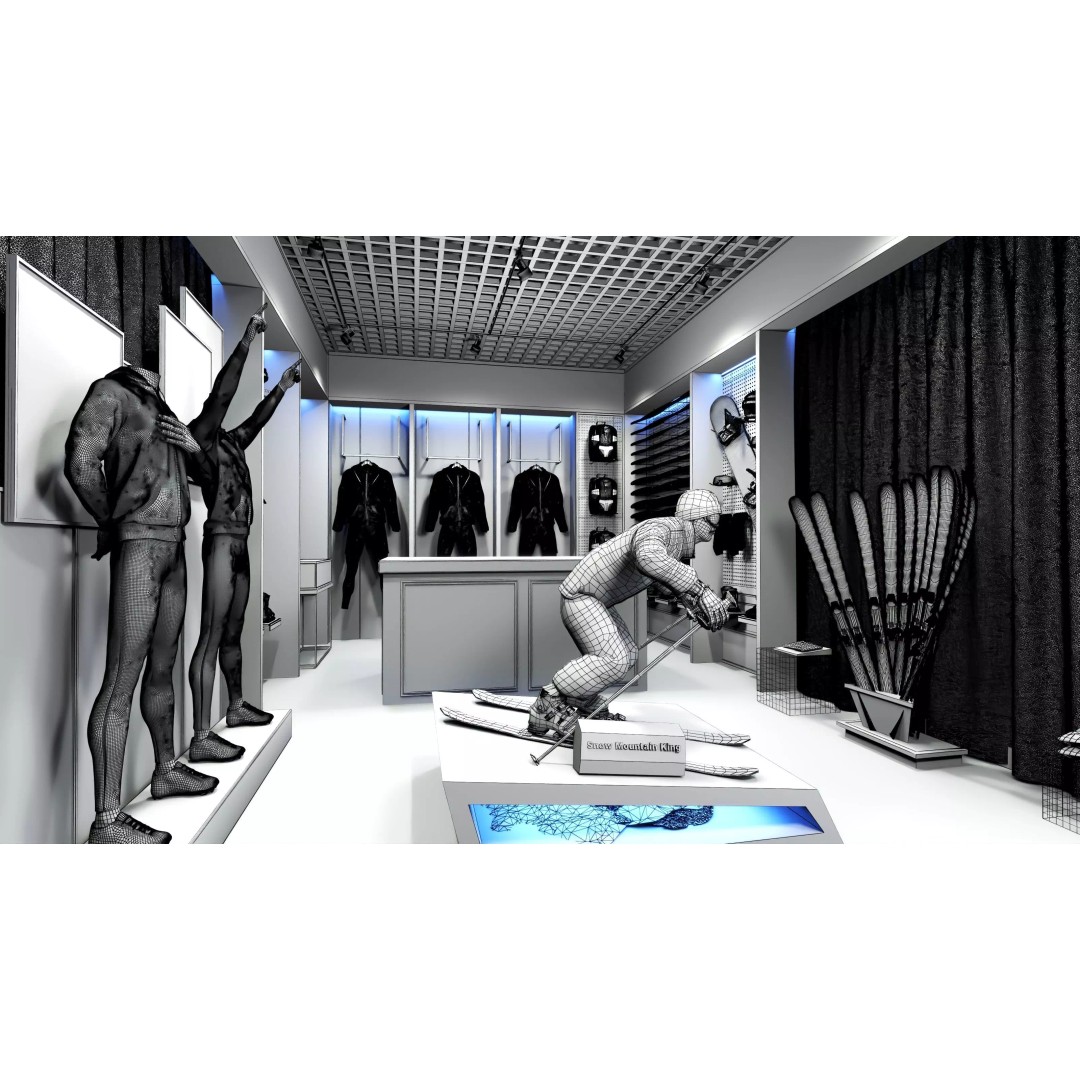 Ski Equipment Store 3D Model – Low Poly Game Asset, FBX, OBJ - View 16