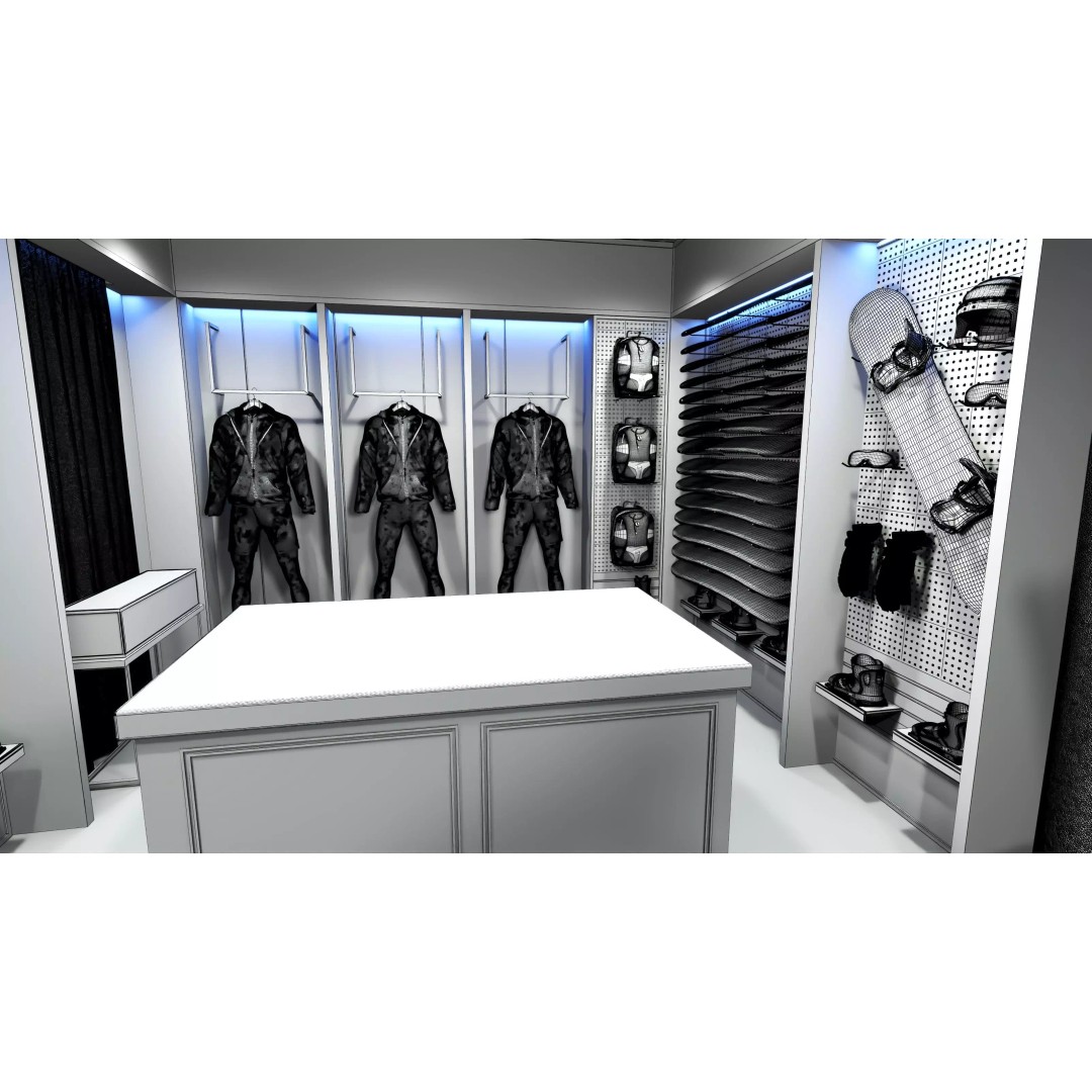 Ski Equipment Store 3D Model – Low Poly Game Asset, FBX, OBJ - View 17