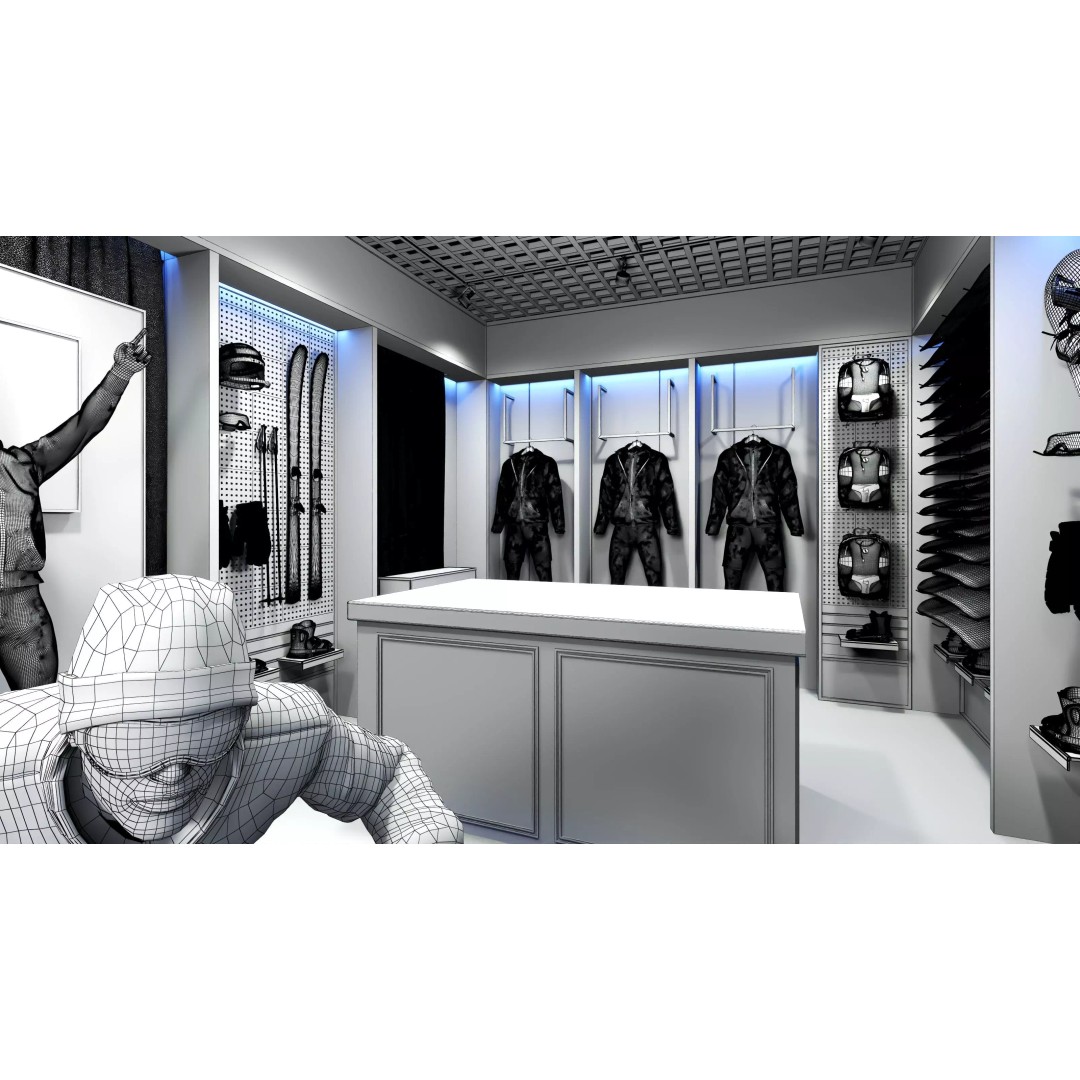 Ski Equipment Store 3D Model – Low Poly Game Asset, FBX, OBJ - View 18