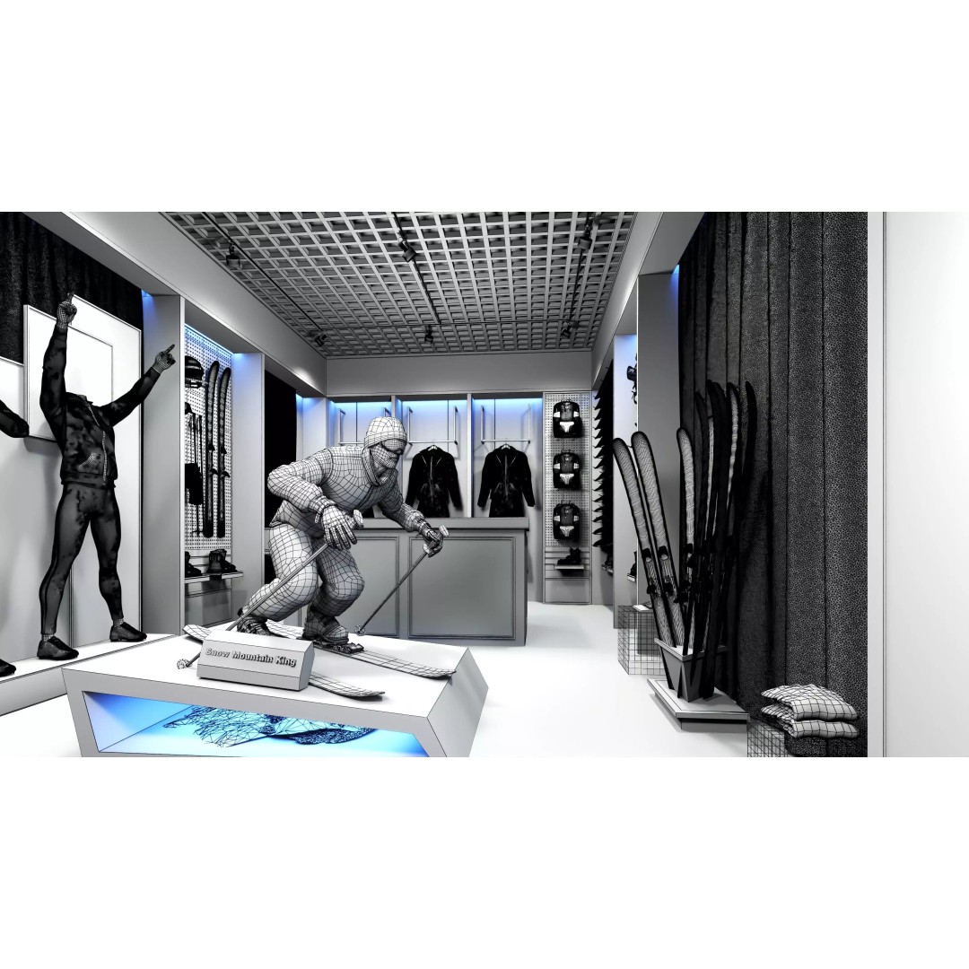 Ski Equipment Store 3D Model – Low Poly Game Asset, FBX, OBJ - View 24