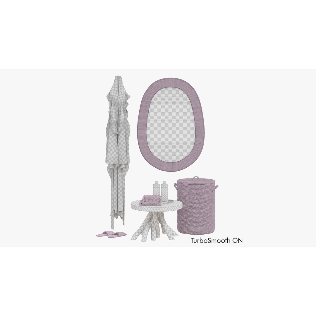 Cozy Bath Set 3D Model – Eco Style Bathroom Decor, OBJ, FBX - View 13