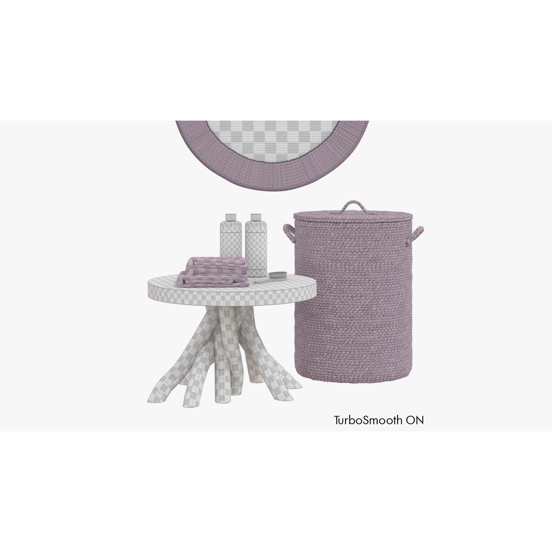 Cozy Bath Set 3D Model – Eco Style Bathroom Decor, OBJ, FBX - View 15