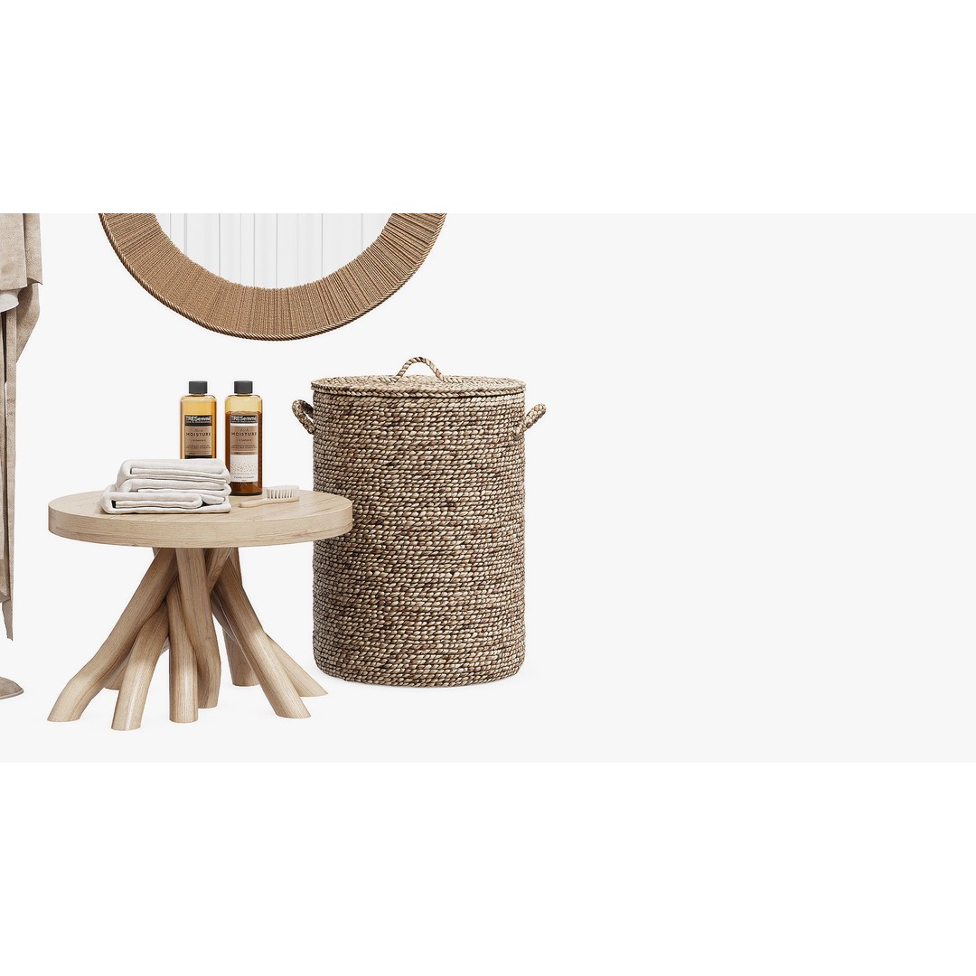 Cozy Bath Set 3D Model – Eco Style Bathroom Decor, OBJ, FBX - View 9