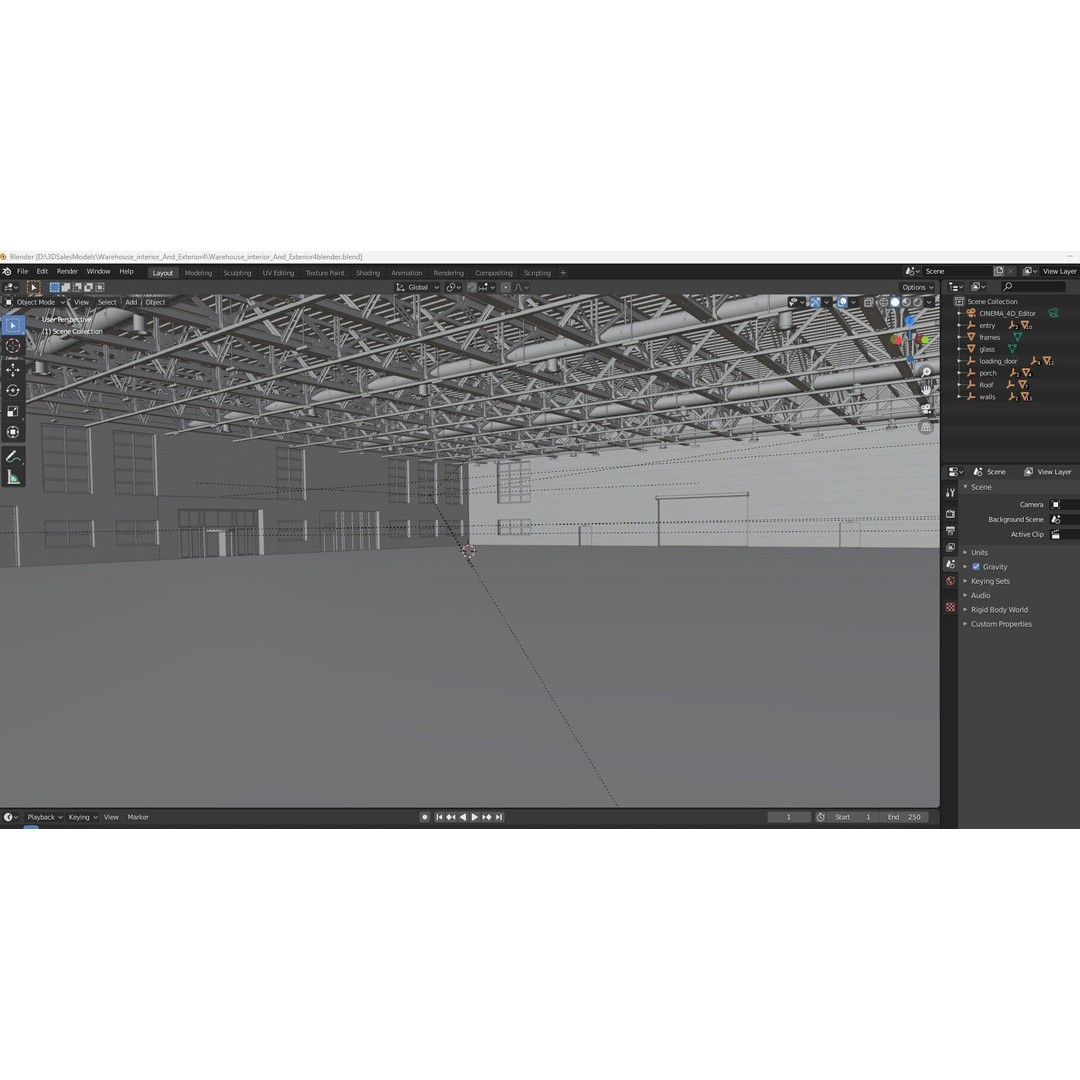 Warehouse 3D Model – Industrial Building with Exterior & Interior