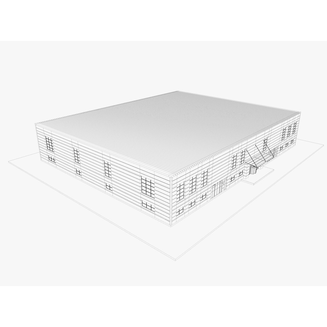 Warehouse 3D Model – Industrial Building with Exterior & Interior - View 16