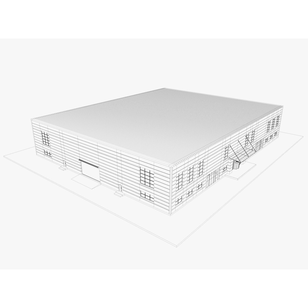 Warehouse 3D Model – Industrial Building with Exterior & Interior - View 18