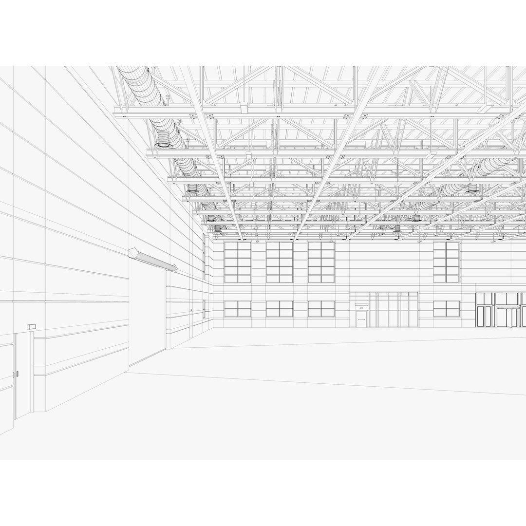 Warehouse 3D Model – Industrial Building with Exterior & Interior - View 20