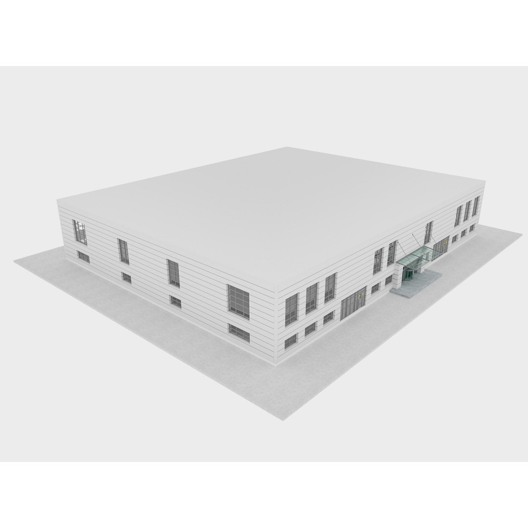 Warehouse 3D Model – Industrial Building with Exterior & Interior - View 3