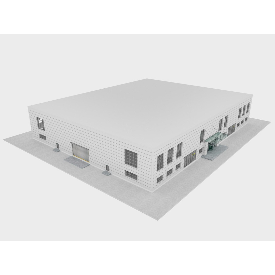 Warehouse 3D Model – Industrial Building with Exterior & Interior - View 8