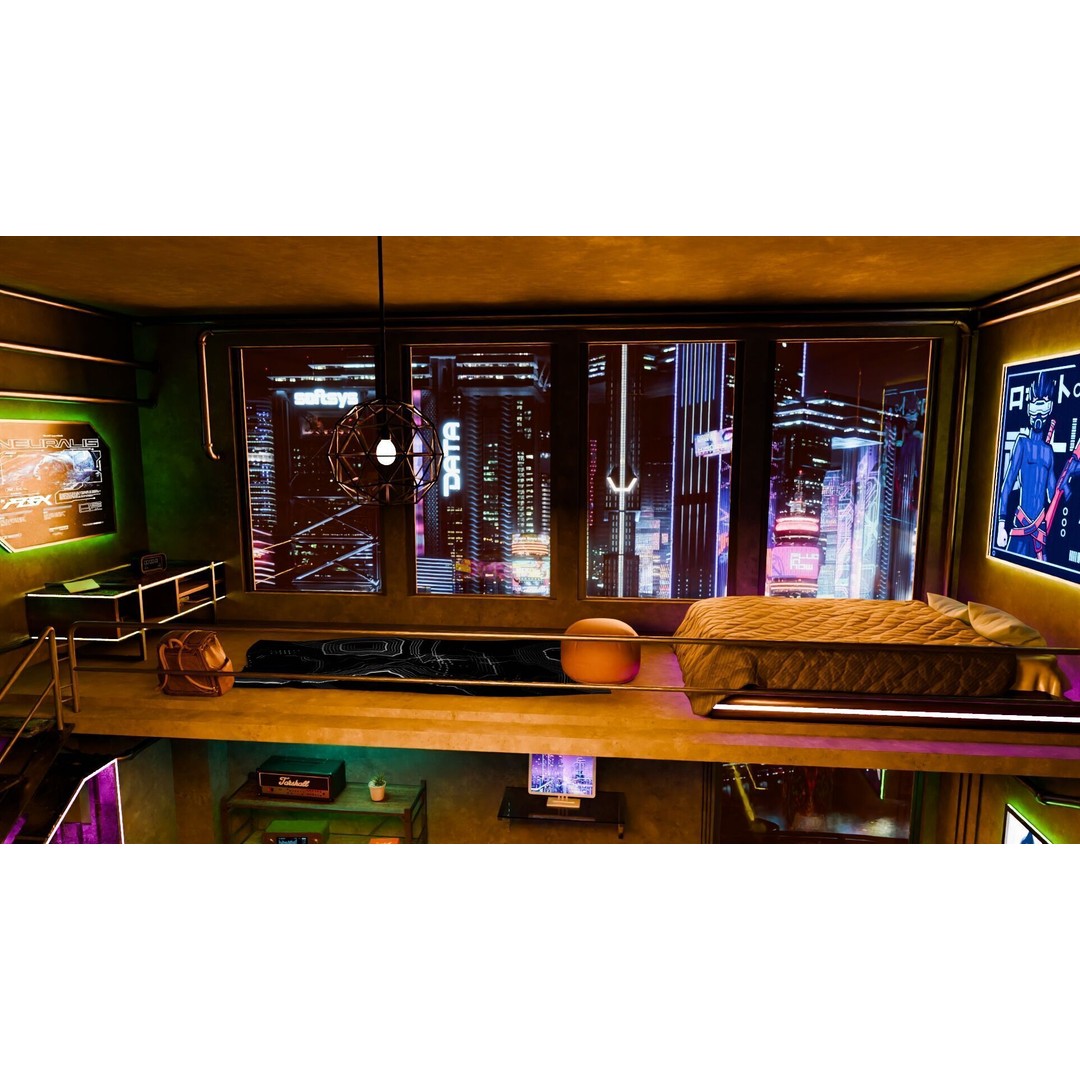 Cyberpunk Room 3D Model – Futuristic Interior with Detailed Design, Blender - View 10