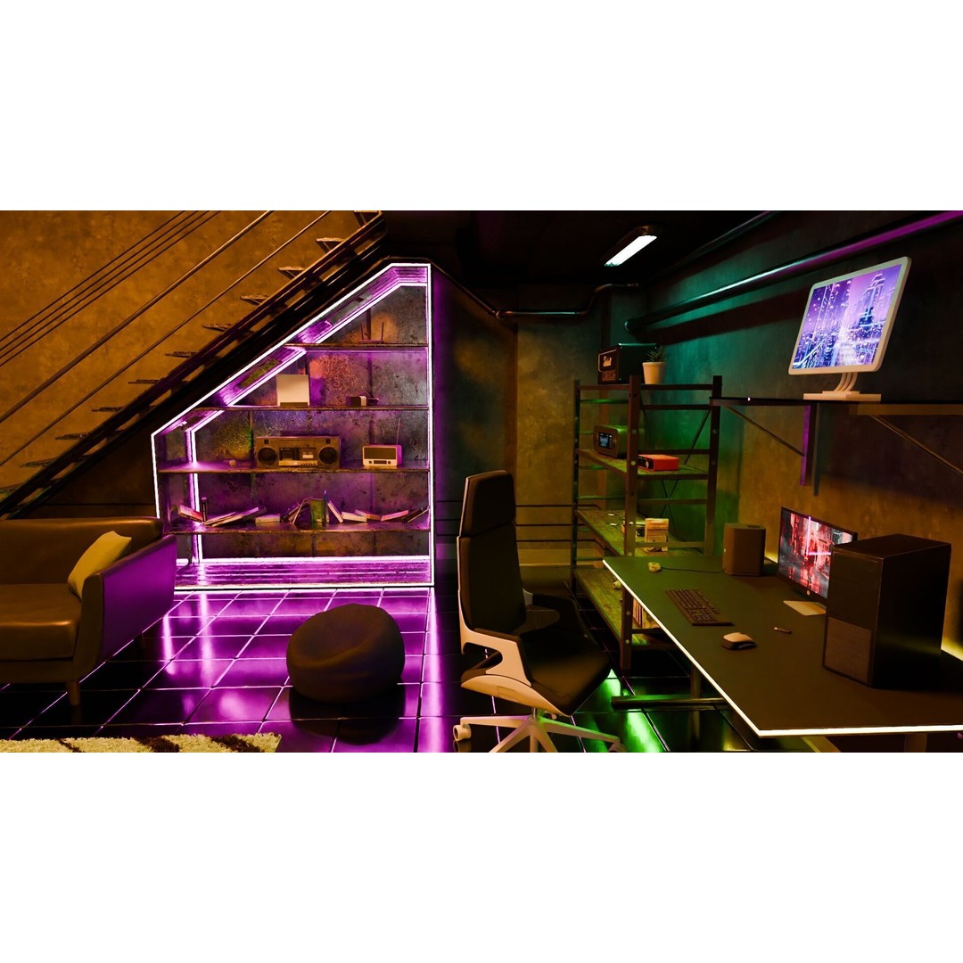 Cyberpunk Room 3D Model – Futuristic Interior with Detailed Design, Blender - View 6