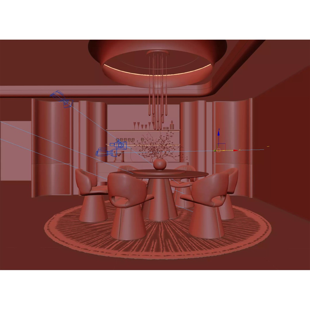 Luxury Modern Dining Area 3D Model – High-End Interior Design, FBX - View 15