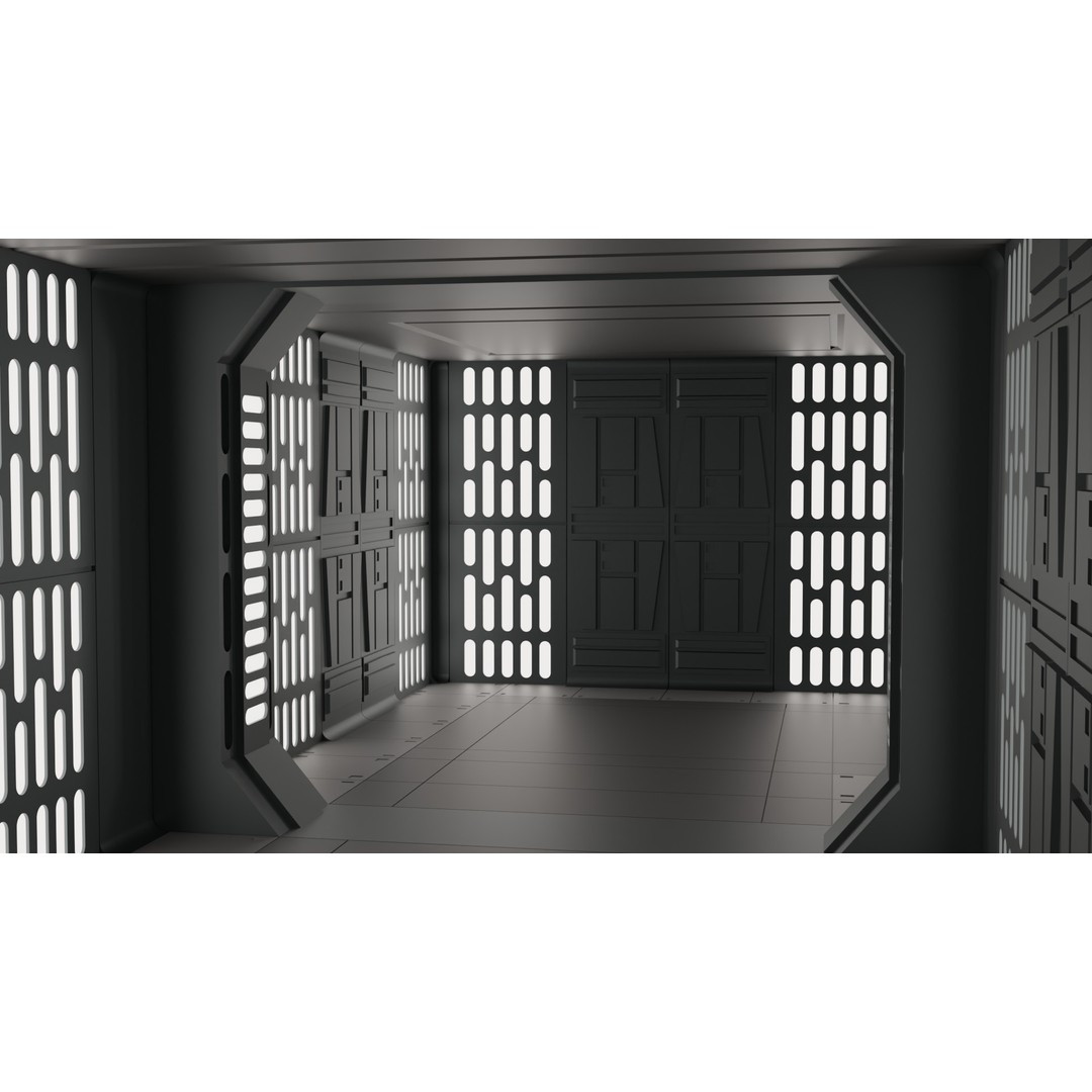 Imperial Corridor A Pack 3D Model – Modular Hallway Sections, FBX - View 10