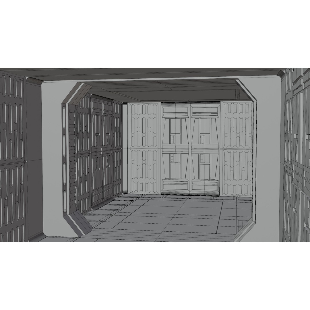 Imperial Corridor A Pack 3D Model – Modular Hallway Sections, FBX - View 11