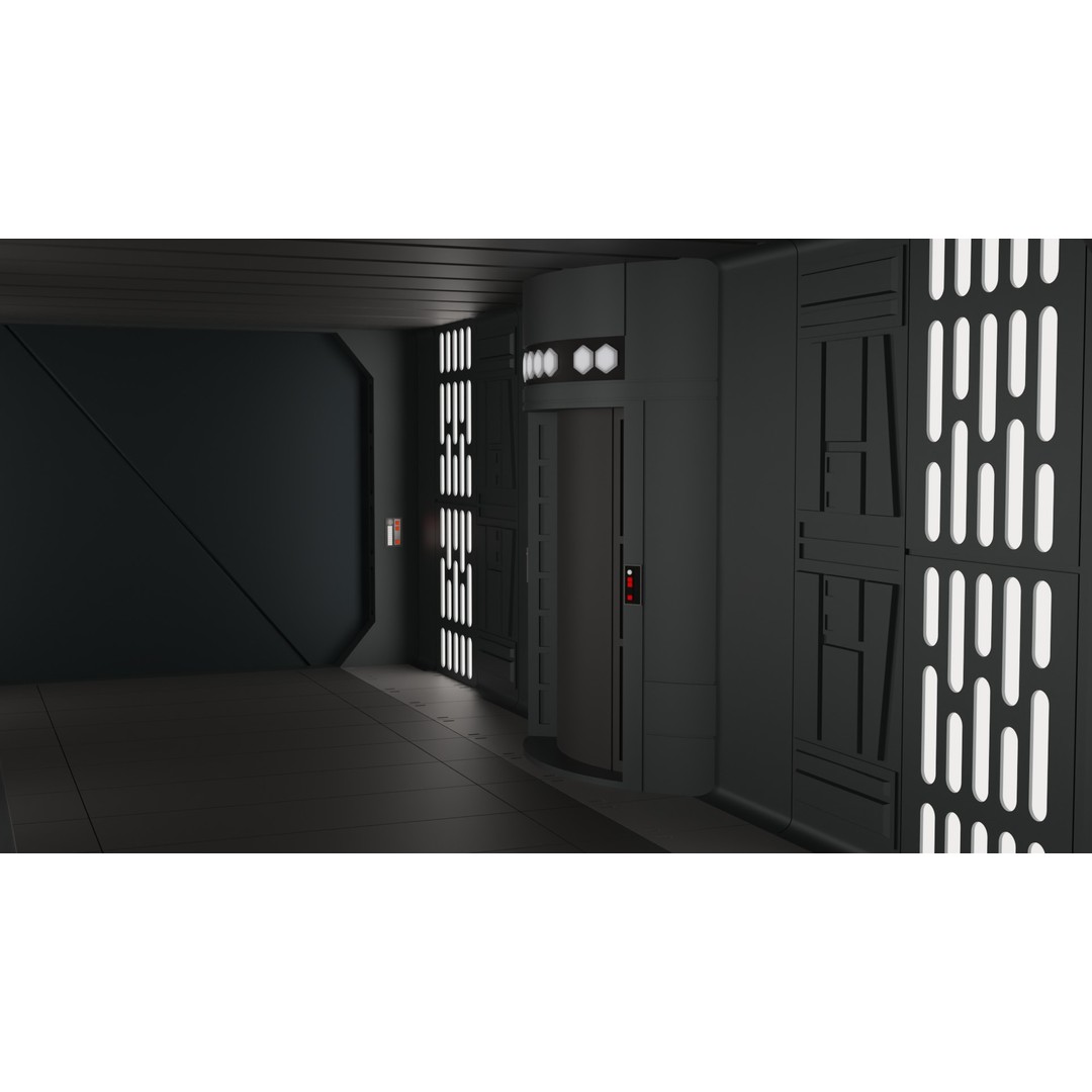 Imperial Corridor A Pack 3D Model – Modular Hallway Sections, FBX - View 12