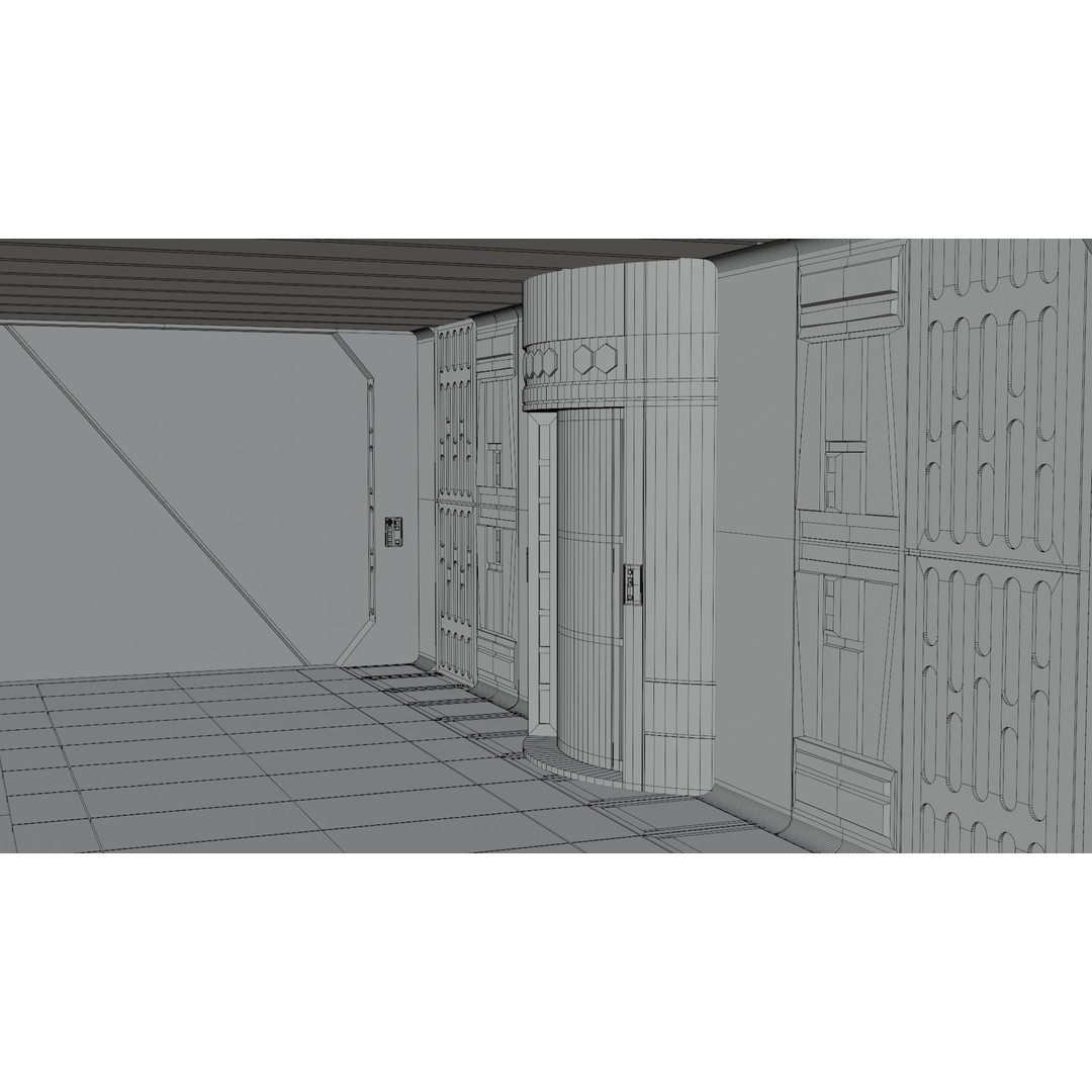 Imperial Corridor A Pack 3D Model – Modular Hallway Sections, FBX - View 13