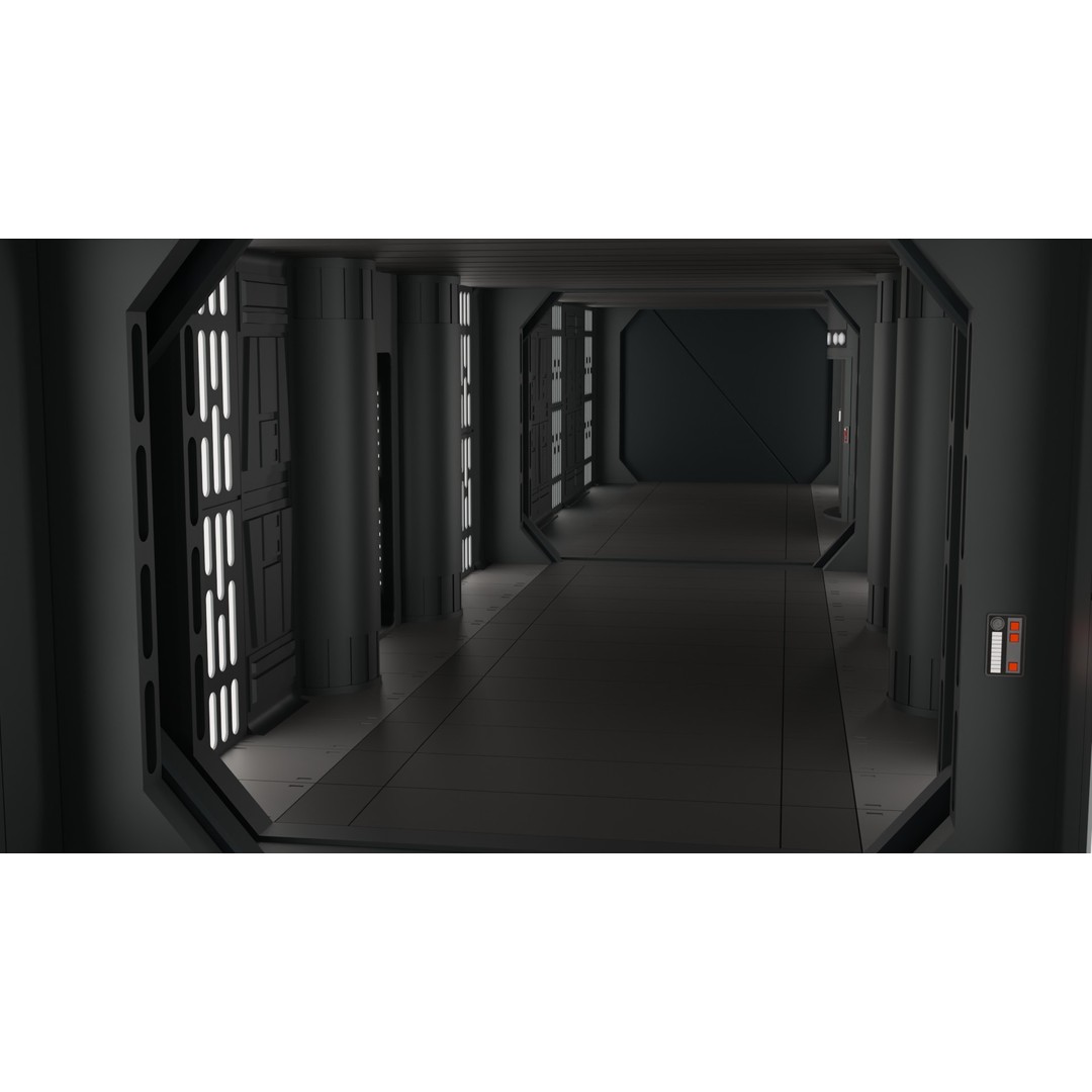 Imperial Corridor A Pack 3D Model – Modular Hallway Sections, FBX - View 14