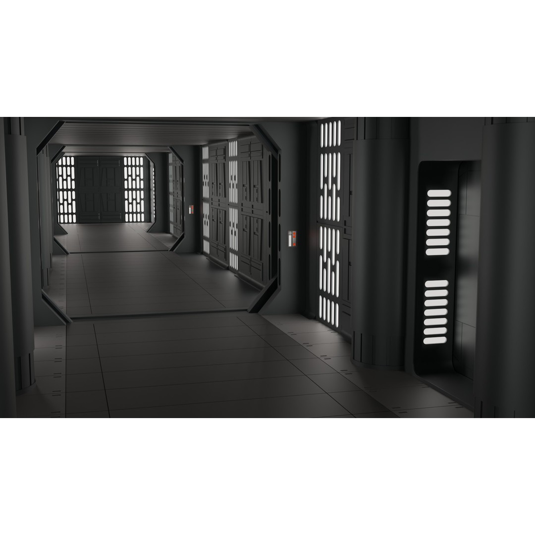 Imperial Corridor A Pack 3D Model – Modular Hallway Sections, FBX - View 16