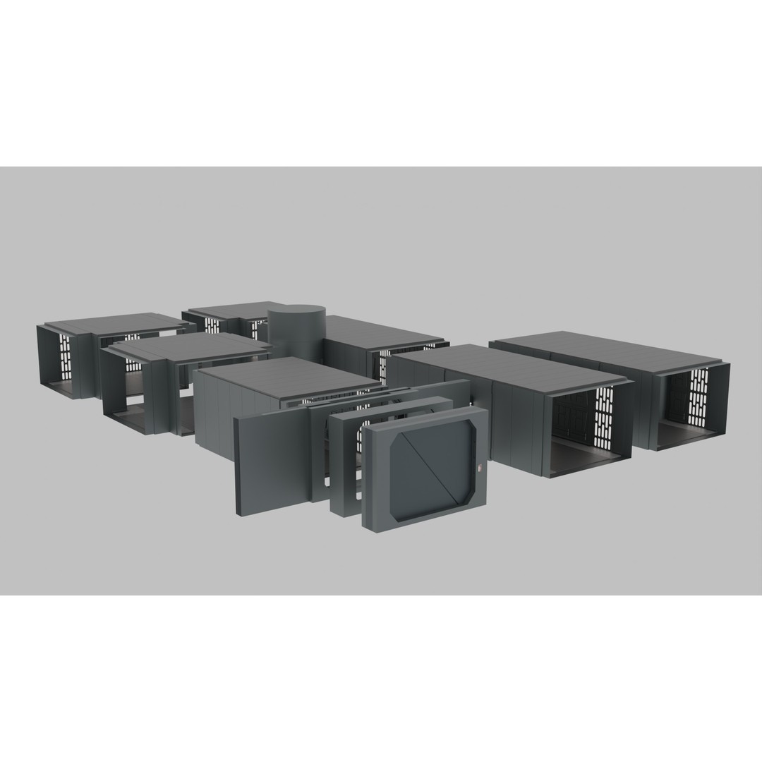 Imperial Corridor A Pack 3D Model – Modular Hallway Sections, FBX - View 18