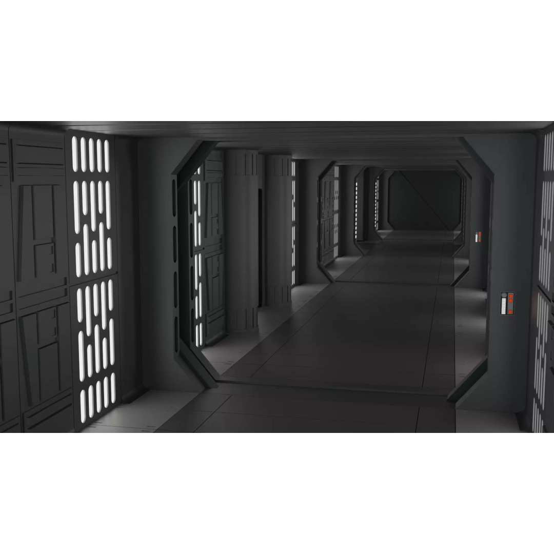 Imperial Corridor A Pack 3D Model – Modular Hallway Sections, FBX - View 2