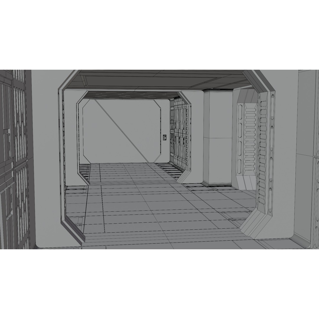 Imperial Corridor A Pack 3D Model – Modular Hallway Sections, FBX - View 7