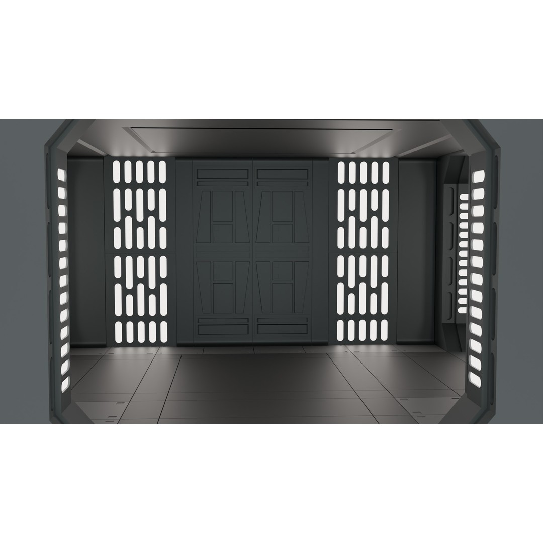 Imperial Corridor A Pack 3D Model – Modular Hallway Sections, FBX - View 8