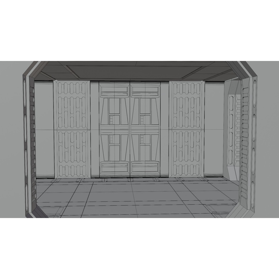 Imperial Corridor A Pack 3D Model – Modular Hallway Sections, FBX - View 9