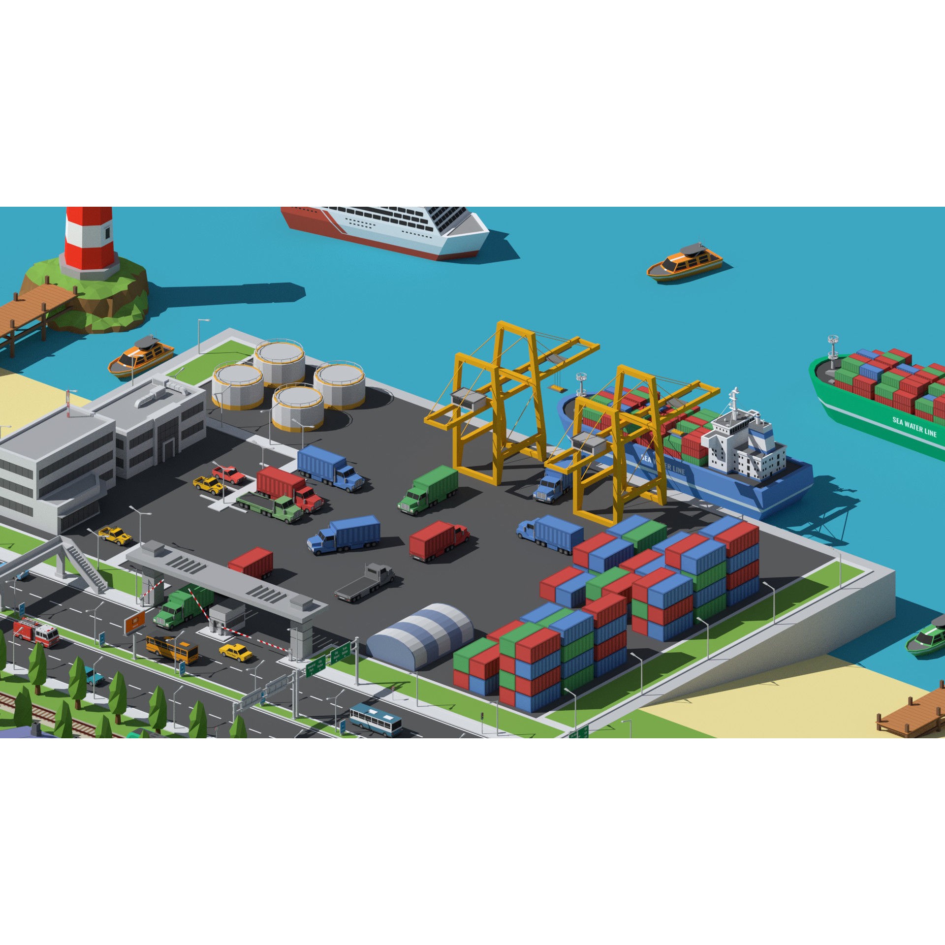 SimplePoly Urban - Low-Poly Game-Ready 3D Model - View 10