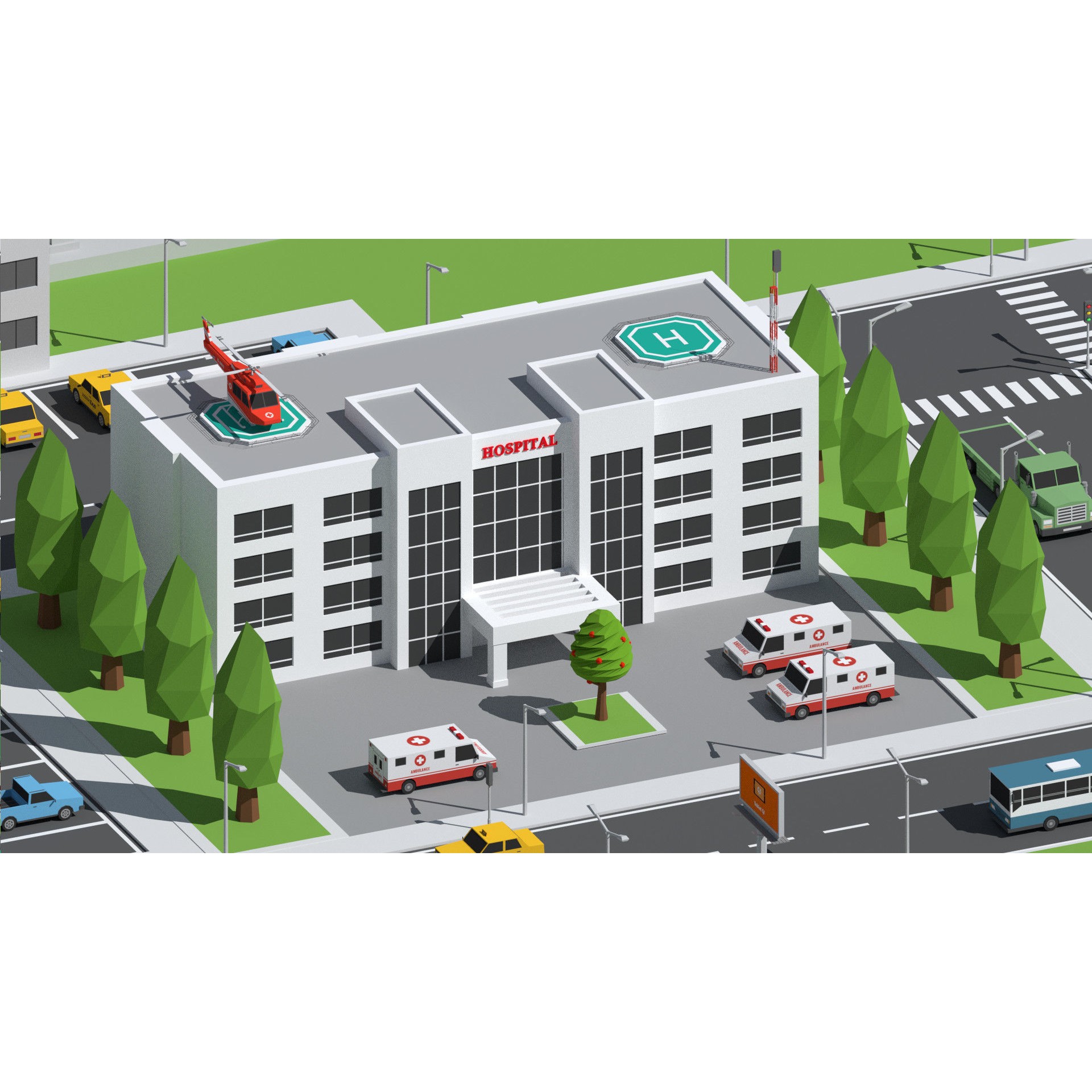 SimplePoly Urban - Low-Poly Game-Ready 3D Model - View 14