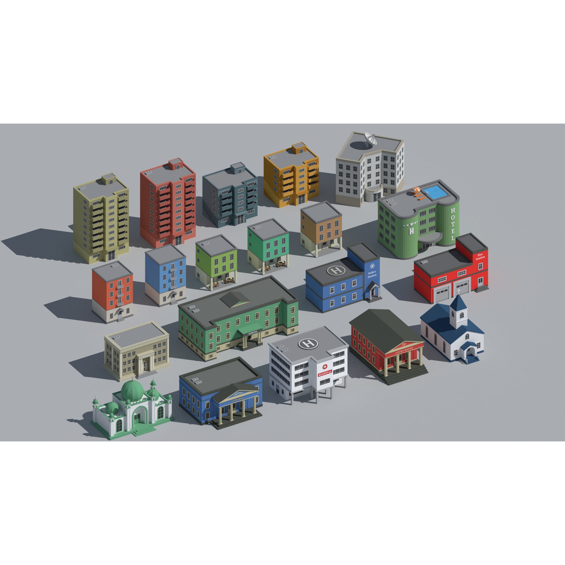 SimplePoly Urban - Low-Poly Game-Ready 3D Model - View 22