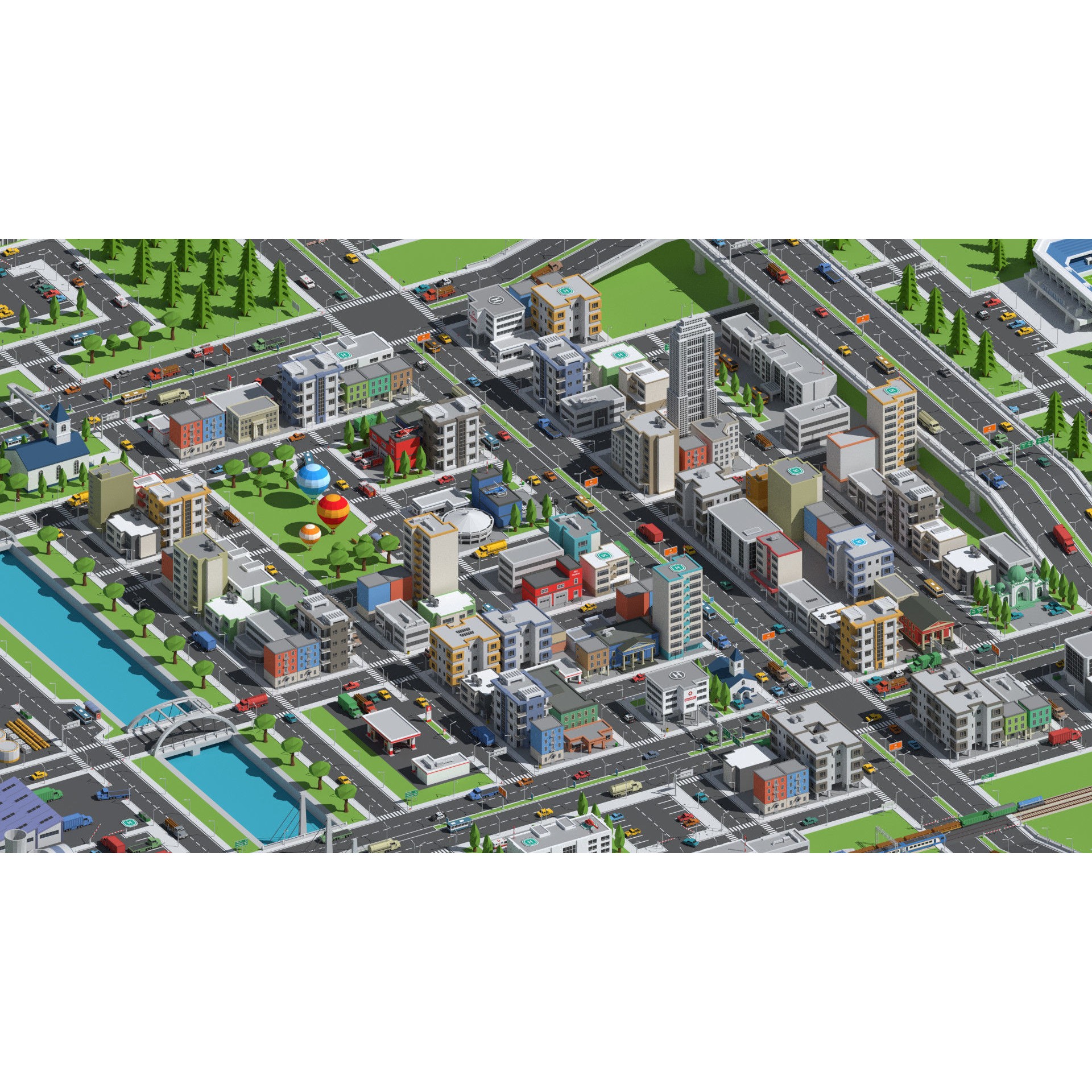 SimplePoly Urban - Low-Poly Game-Ready 3D Model - View 3