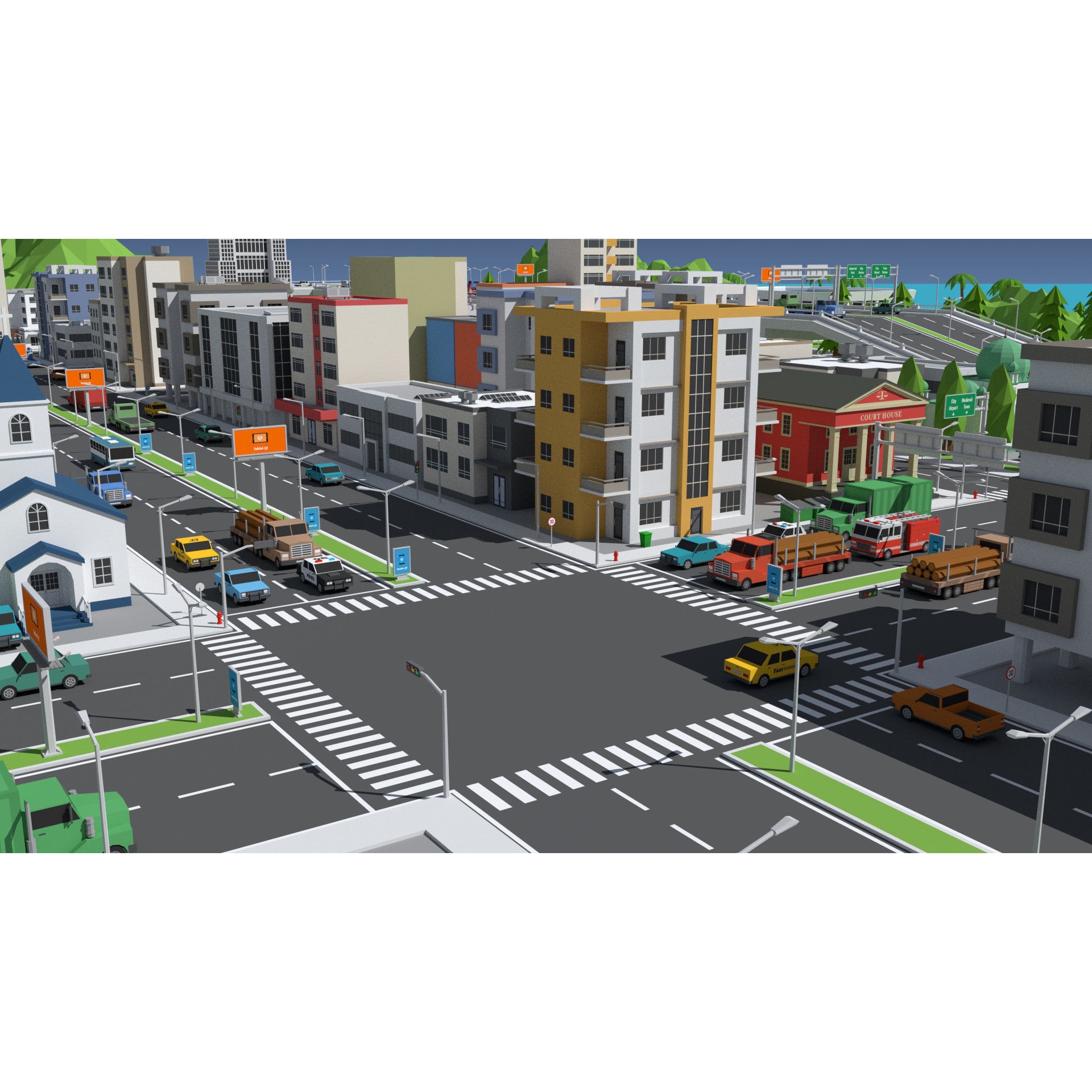 SimplePoly Urban - Low-Poly Game-Ready 3D Model - View 4