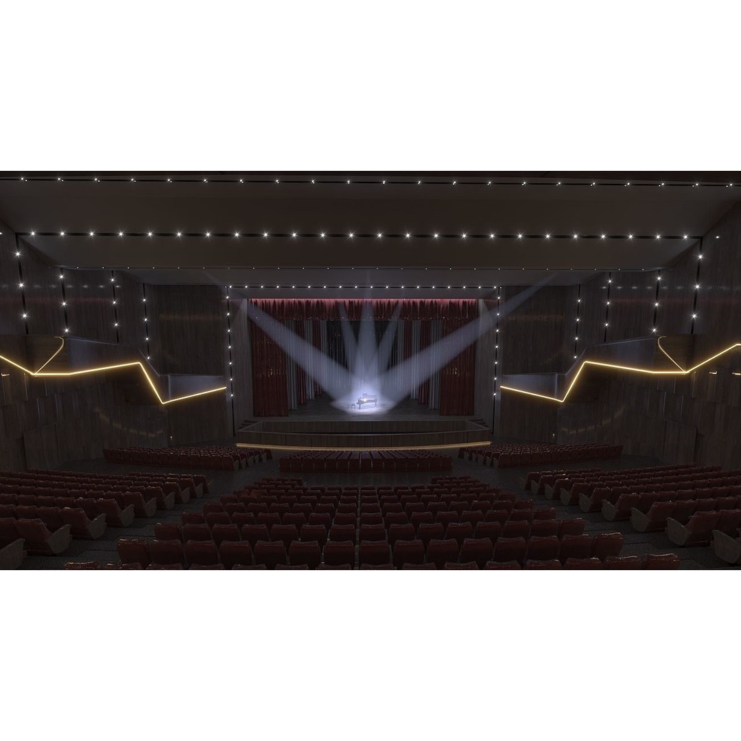 Concert Hall 3D Model – Low Poly Interior Asset, FBX, OBJ - View 10