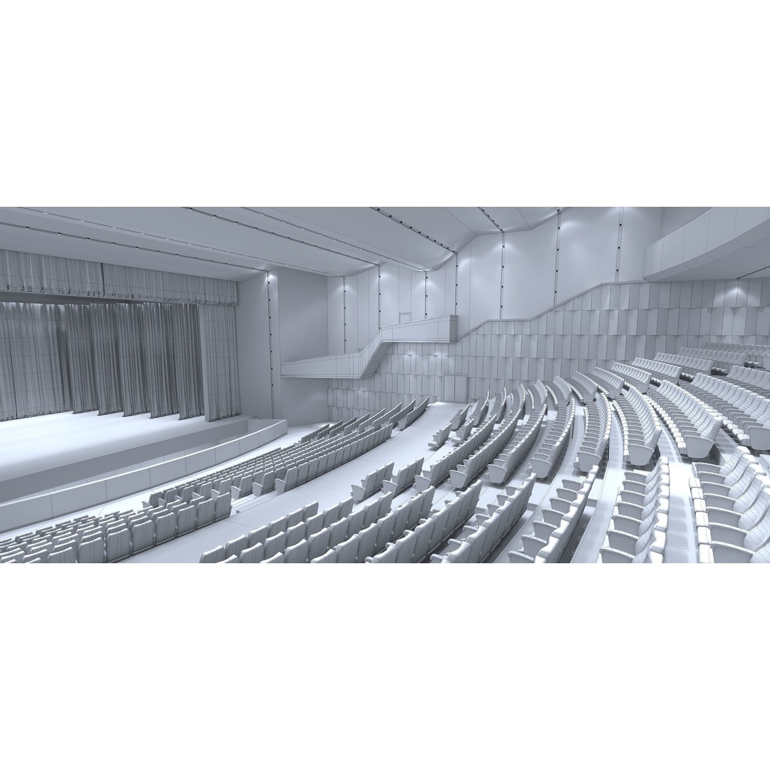 Concert Hall 3D Model – Low Poly Interior Asset, FBX, OBJ - View 11