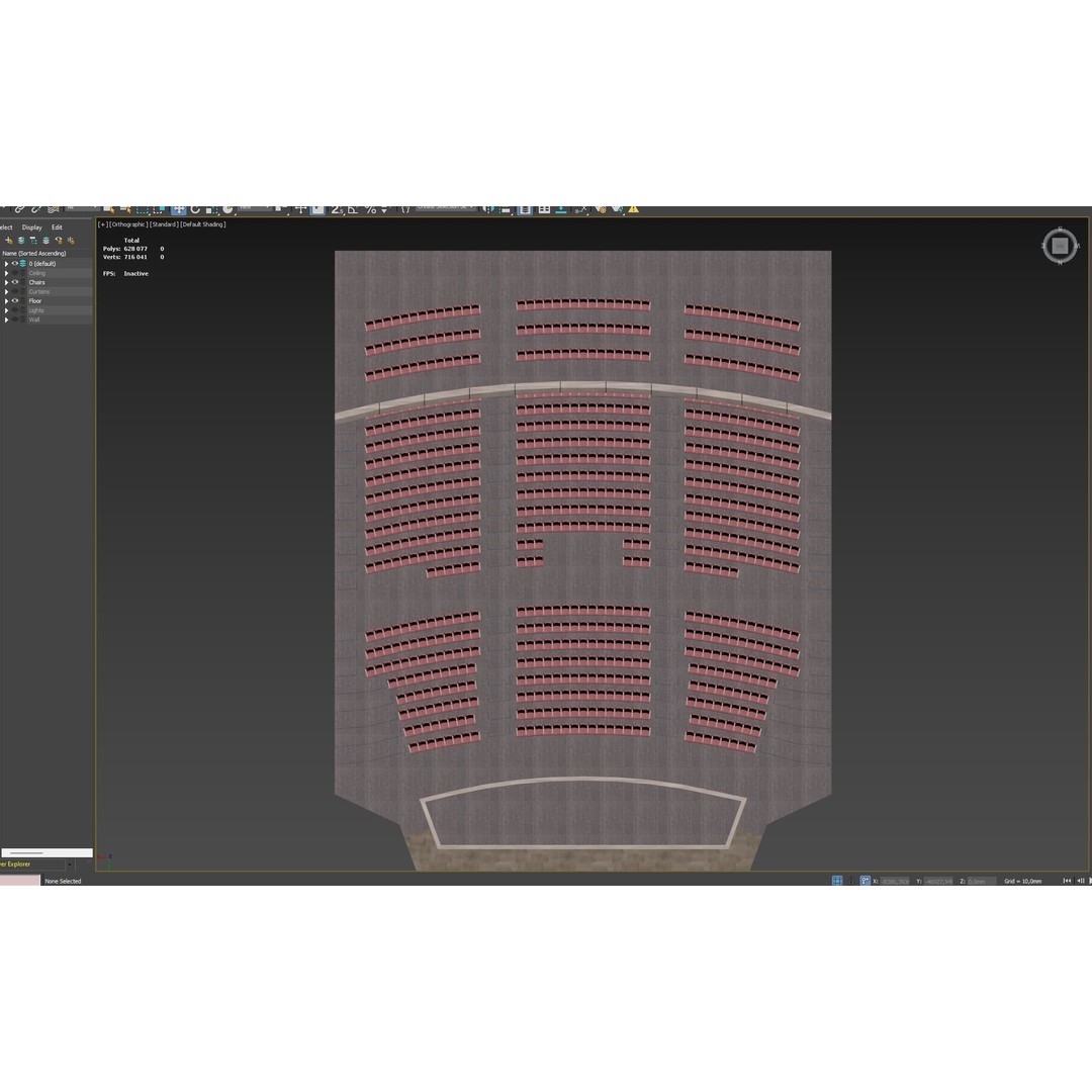 Concert Hall 3D Model – Low Poly Interior Asset, FBX, OBJ - View 14