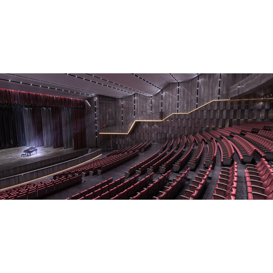 Concert Hall 3D Model – Low Poly Interior Asset, FBX, OBJ - View 3