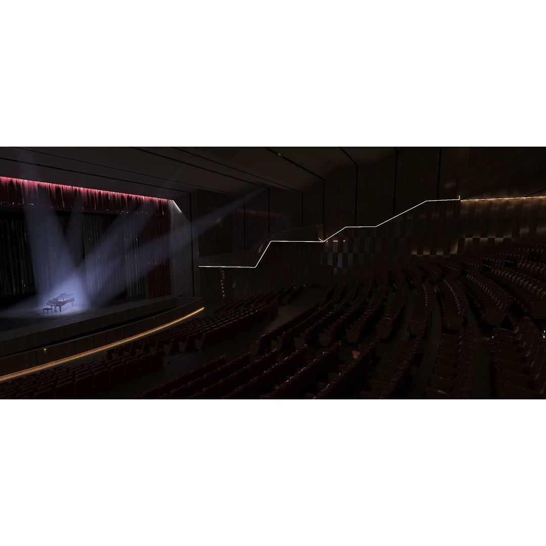 Concert Hall 3D Model – Low Poly Interior Asset, FBX, OBJ - View 4