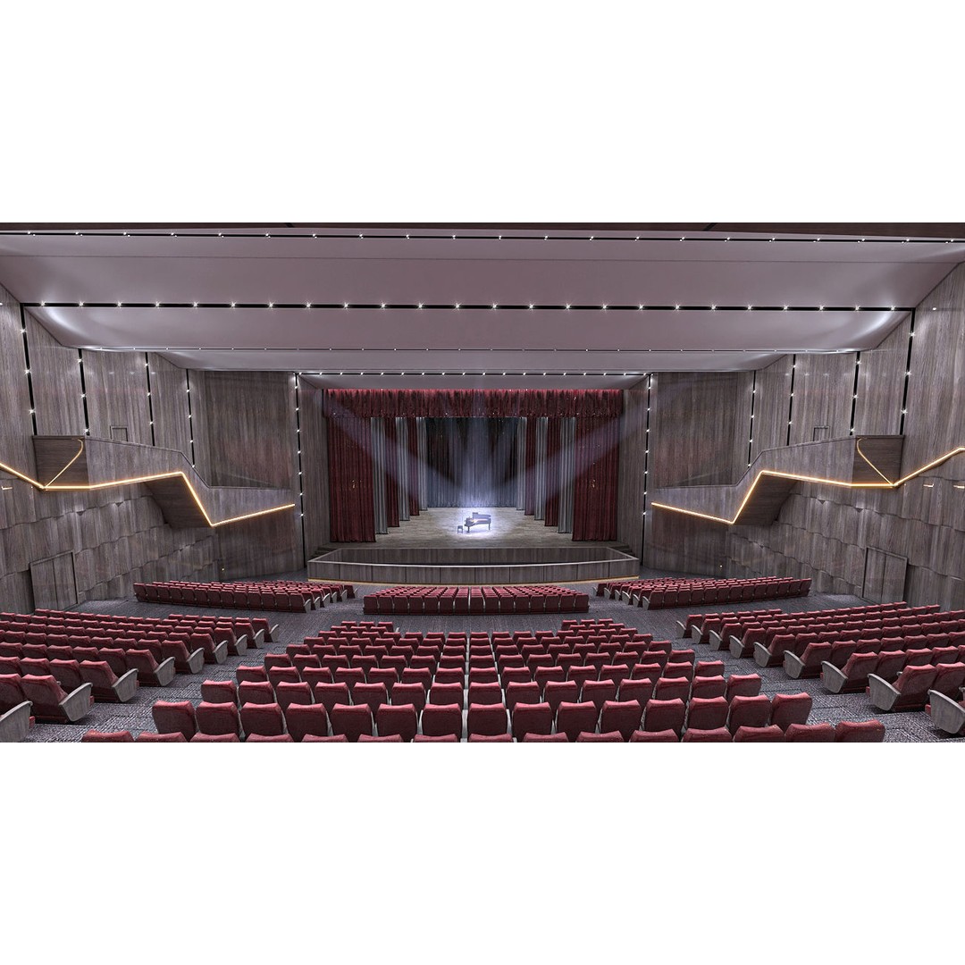 Concert Hall 3D Model – Low Poly Interior Asset, FBX, OBJ - View 9
