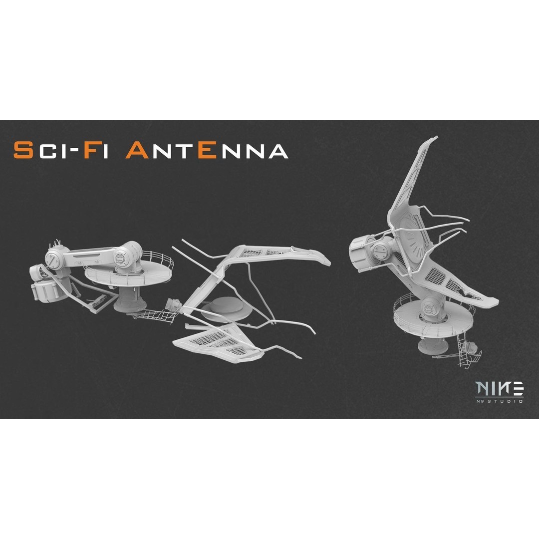 Sci-fi Antenna 3D Model – Futuristic Telecommunication Structures, FBX & OBJ