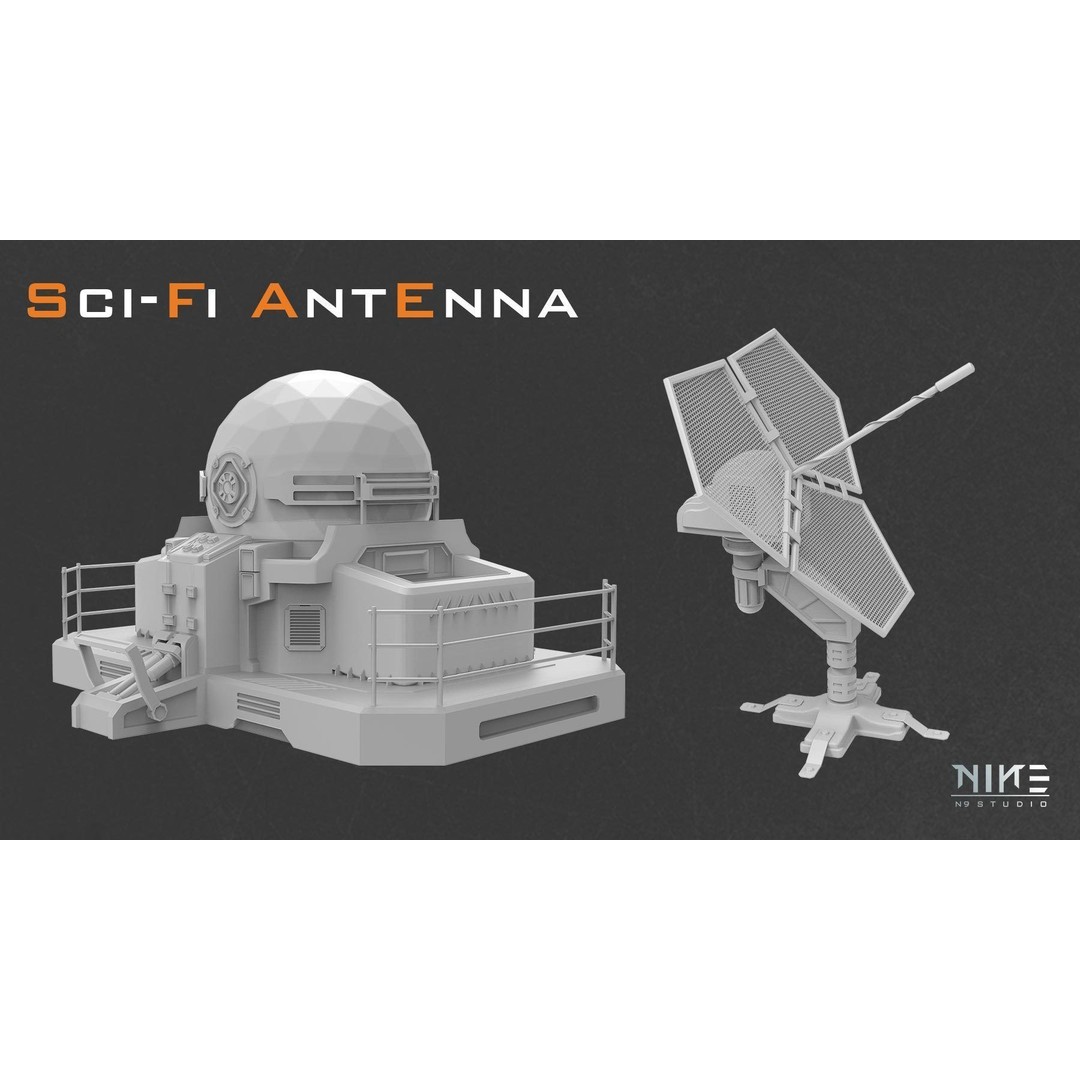 Sci-fi Antenna 3D Model – Futuristic Telecommunication Structures, FBX & OBJ - View 6